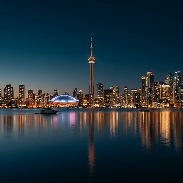 City skyline at night